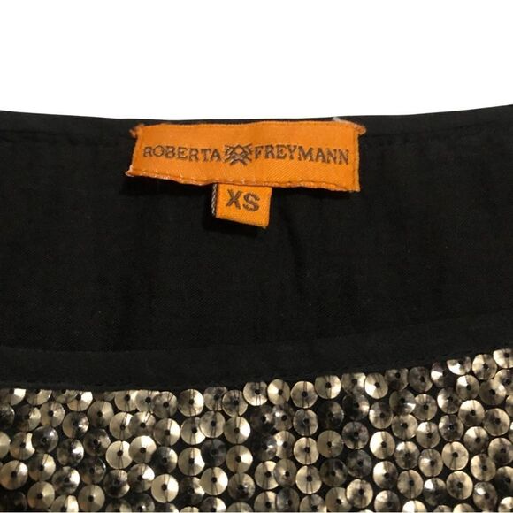 Roberta Freymann Sequin/Knit Black/Gold Mesh tunic (XS) - Picture 2 of 4